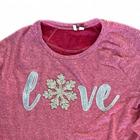 EST. 1946 LOVE Long Sleeve Pullover Embellished Snowflake - Picture 4 of 7